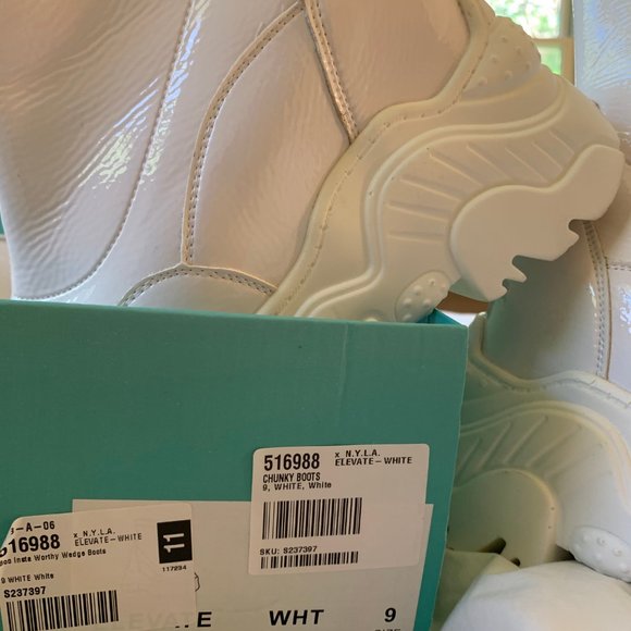 White Bulky Wedge Patent Ankle Boot - Picture 3 of 7